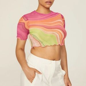 AFRM Isla Baby Tee in Abstract Spring Wave